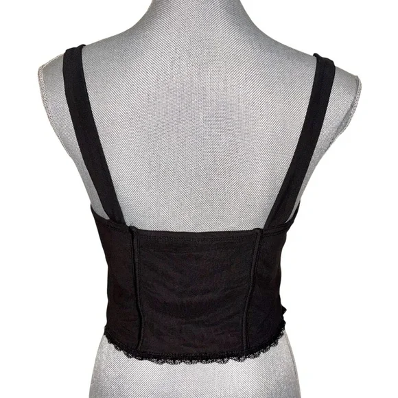 No Boundaries Black Corset-Style Tank Top with Lace Trim - Picture 5 of 11